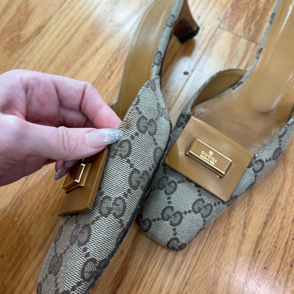 Gucci Brown Monogram Logo Mules - Picture 5 of 8
